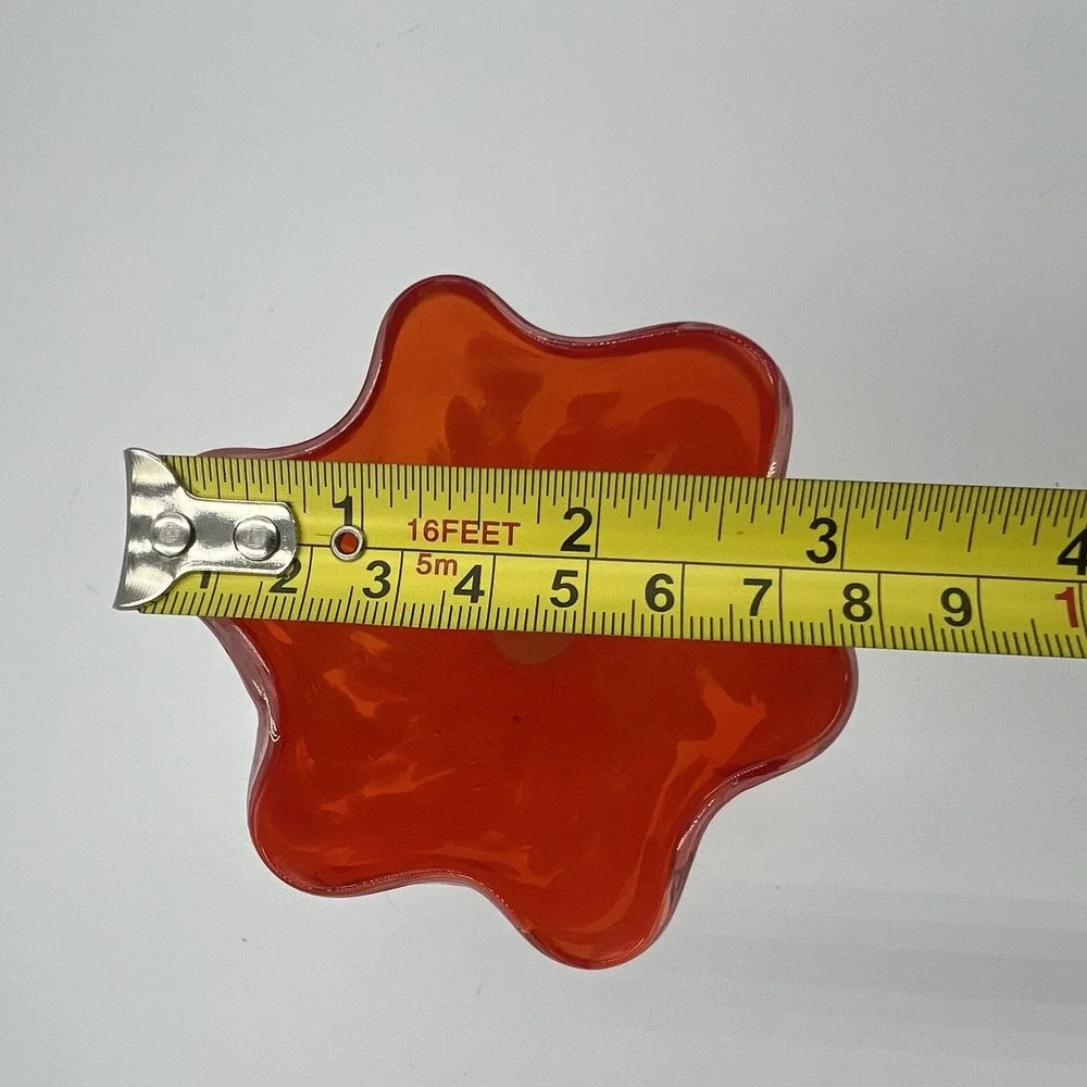 VTG Japanese Art Glass Bud Vase Orange‎ White Spatter 7.5